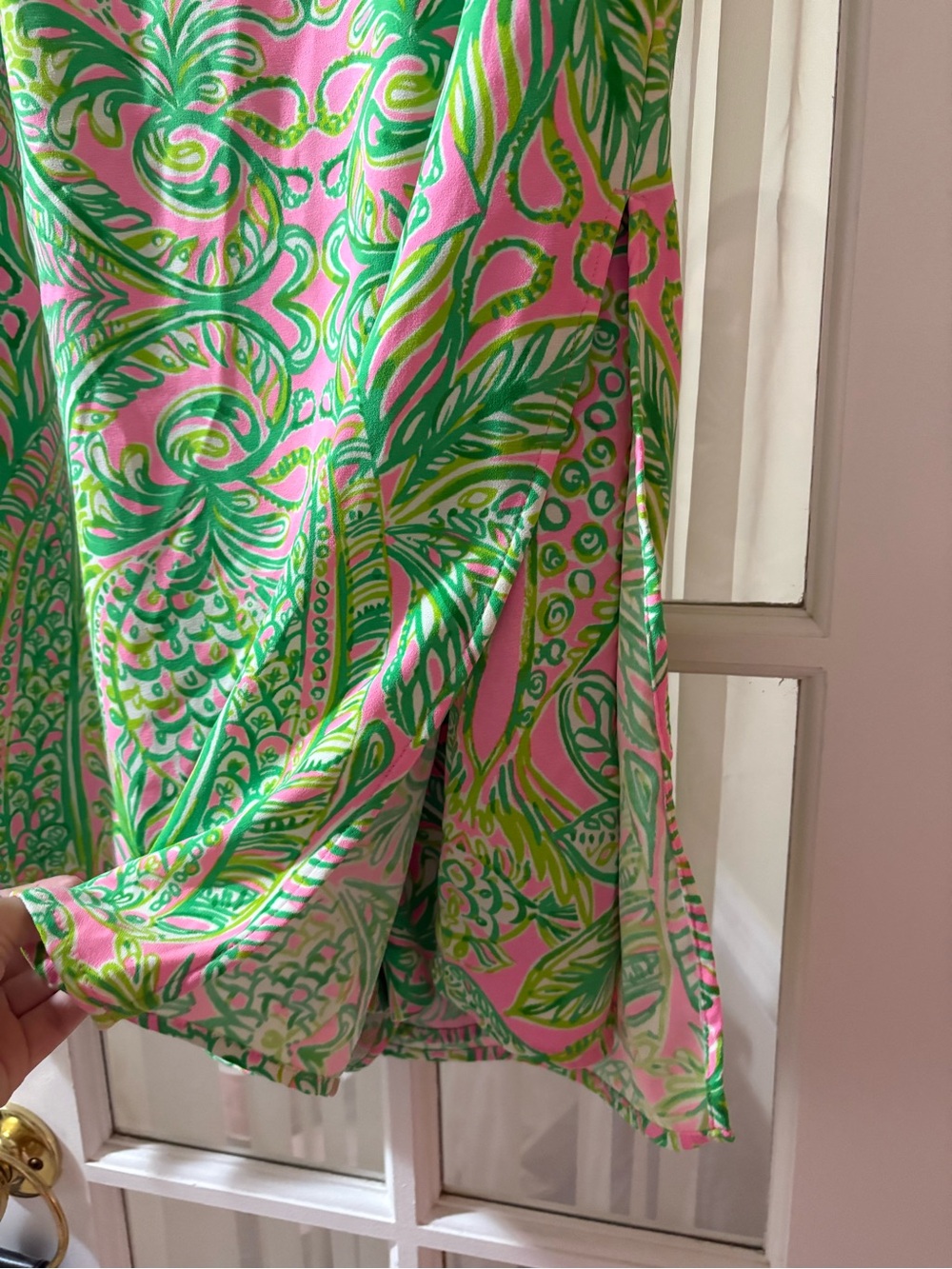 Lilly Pulitzer Hot Pink Romper with Bright Green Print - Picture 7 of 13